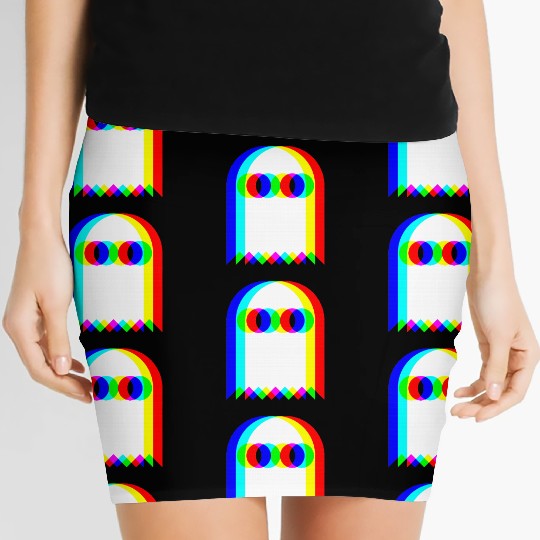 Trippy Ghost Vaporwave Halloween Rave EDM Music Women's Mini Skirts