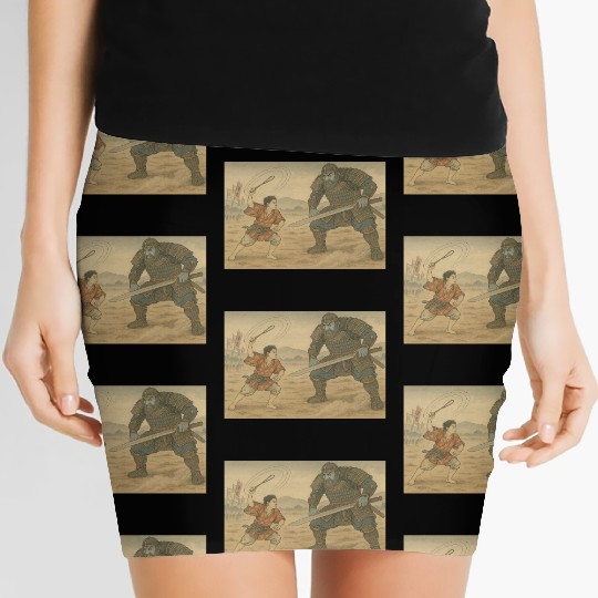 Epic Samurai Duel Illustration Women's Mini Skirts