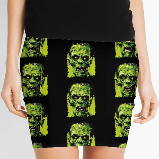 Green Zombie Halloween Monster Horror Design Women's Mini Skirts