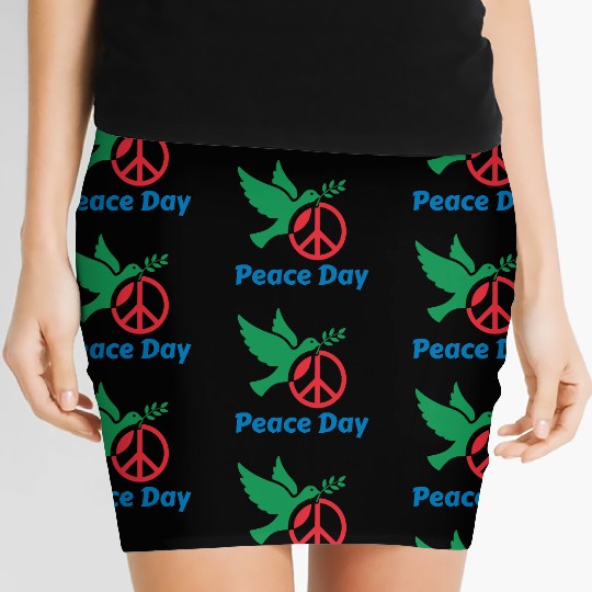 Peace Day Dove with Olive Branch Women's Mini Skirts