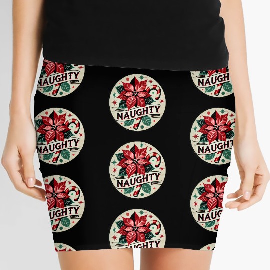 Festive Poinsettia Naughty Holiday Design Women's Mini Skirts