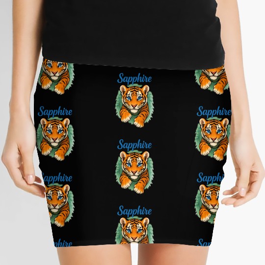 Vivid Tiger Cub Illustration - Sapphire Women's Mini Skirts