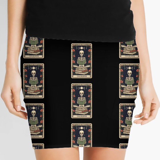 Celestial Skeleton Reading Tarot Women's Mini Skirts