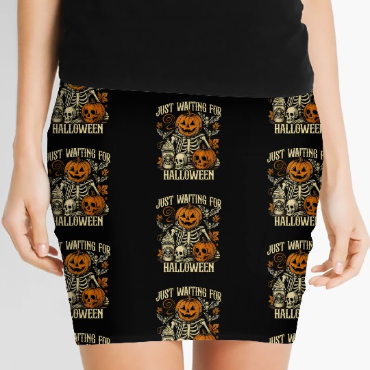 Just Waiting For Halloween Skeleton Spooky Season Women's Mini Skirts