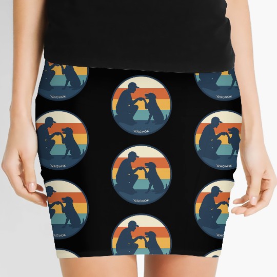 Dog Dad Retro Sunset Badge Women's Mini Skirts | Wagvox