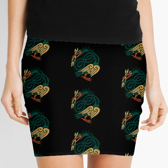 Celtic Art Bird With Fish Women's Mini Skirts