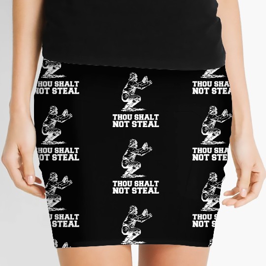 Thou Shalt Not Steal Baseball Catcher Joke Women's Mini Skirts