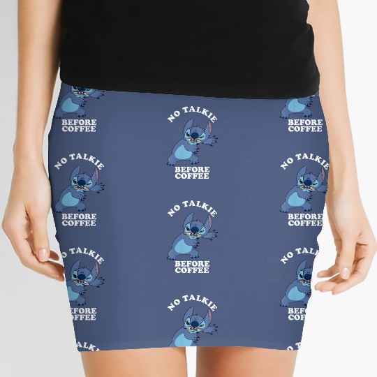 disneys Lilo Stitch No Talkie Before Coffee Grumpy Alien Women's Mini Skirts