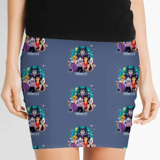 100 Years Of Wonder Disney Villains Women's Mini Skirts, Disney 100th Anniversary