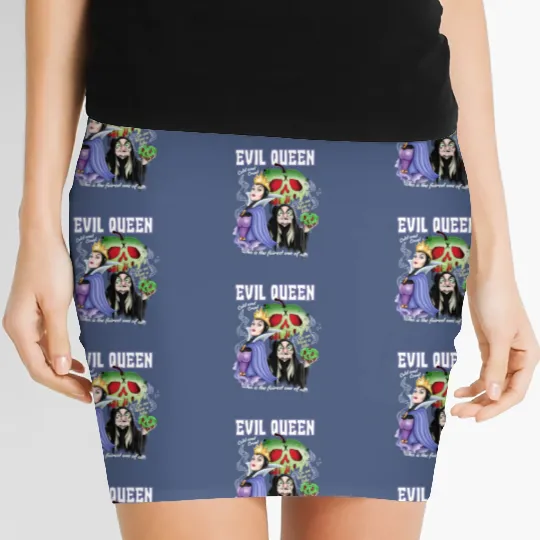 Vintage Retro Disney Villains The Evil Queen Women's Mini Skirts, Disney Princess Women's Mini Skirts
