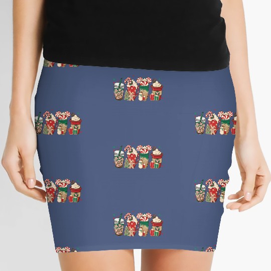 Disney Christmas Mickey Coffee Women's Mini Skirts,Mickey Christmas Women's Mini Skirts,Minnie Christmas, Disney Girls Trip,Peppermint