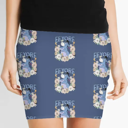 Retro Disney Eeyore  Women's Mini Skirts, Eeyore Winnie The Pooh