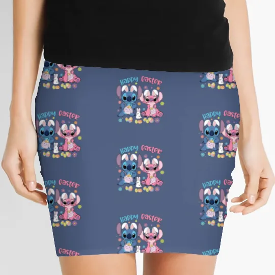 Disney Stitch Easter Women's Mini Skirts, Stitch and Angle Easter Women's Mini Skirts