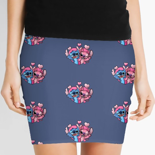 Disney Stitch and Angel Valentine Women's Mini Skirts, Angel Valentine Women's Mini Skirts