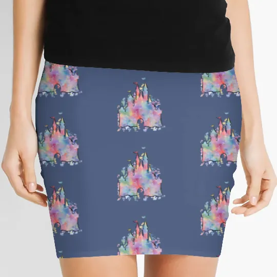 Watercolor Castle Women's Mini Skirts, Disney Magic Kingdom Women's Mini Skirts
