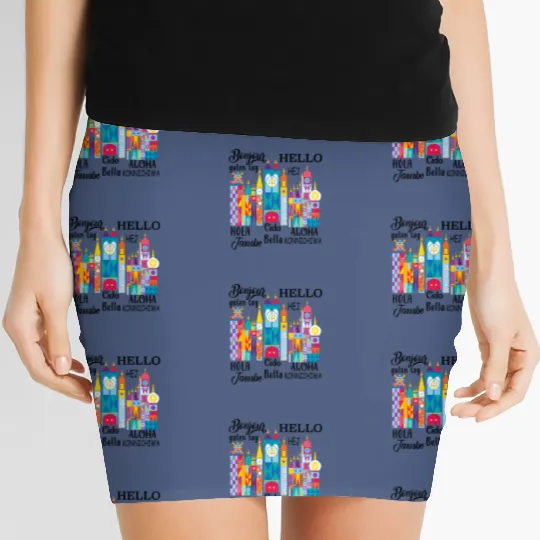 It's a Small World Women's Mini Skirts, Disney Women's Mini Skirts, Disney Small World, Many Languages Women's Mini Skirts