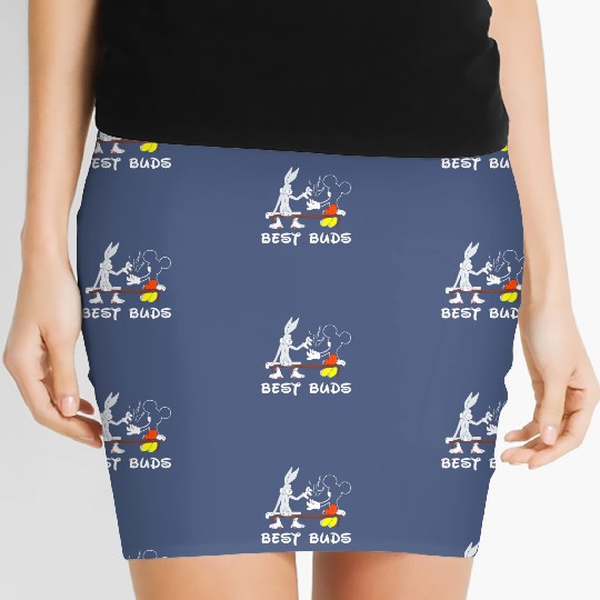 Best Buds Disney Women's Mini Skirts - Bugs Bunny & Mickey Mouse cotton Women's Mini Skirts, Graphic Women's Mini Skirts for men, women, Unisex,  Gifts