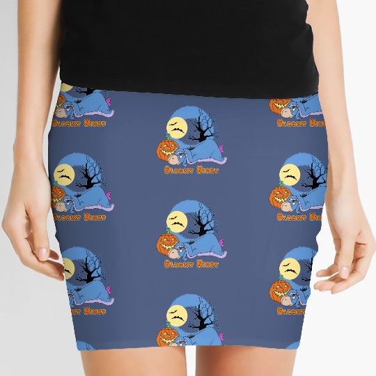 Bloomy Night Eeyore Halloween Women's Mini Skirts, Disney Eeyore Winnie The Pooh Halloween Women's Mini Skirts