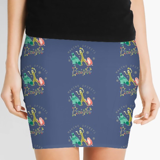 Vintage The Haunted Mansion Women's Mini Skirts, Making Spirits Bright Disney Christmas Women's Mini Skirts
