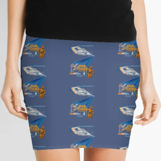 Vintage Star Tours Women's Mini Skirts Star Wars Ride Women's Mini Skirts Disneyland Women's Mini Skirts Y2k Disney Women's Mini Skirts Star Wars Women's Mini Skirts