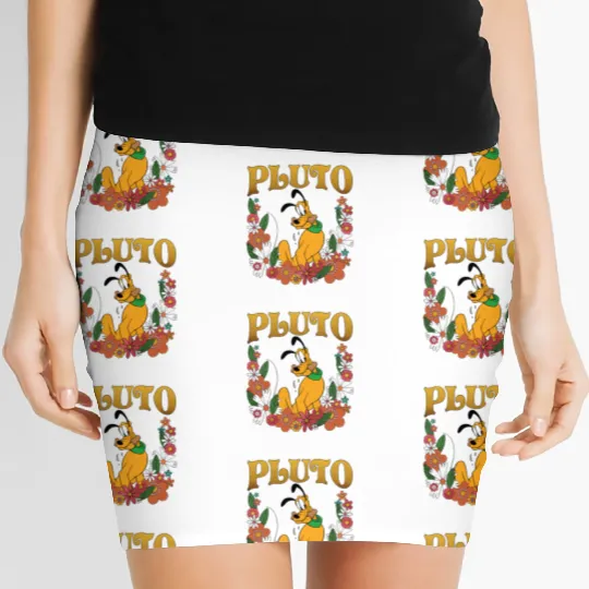 Pluto Dog Disney Floral Women's Mini Skirts, Retro Pluto Women's Mini Skirts, Disney Pluto Women's Mini Skirts, Disney Animal Kingdom Women's Mini Skirts
