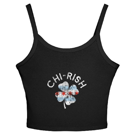 Chi-Rish Chicago Flag Lucky C St Patrick'S Day Women's Spaghetti Strap Tank Top