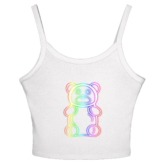 Neon Rainbow Gummy Bear Women's Spaghetti Strap Tank Top