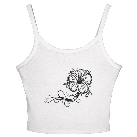 Hibiscus flower with ornament Women's Spaghetti Strap Tank Top