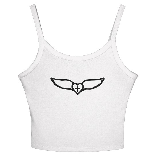 Winged heart cross Women's Spaghetti Strap Tank Top