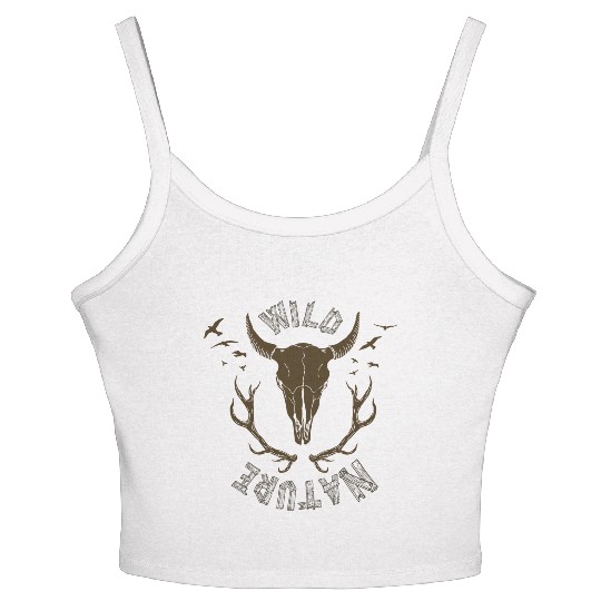 buffalo skull Women's Spaghetti Strap Tank Top