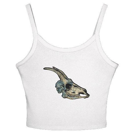 Capricorn skull Women's Spaghetti Strap Tank Top