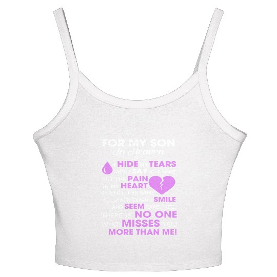 For my son in heaven i hide my tears when i say yo Women's Spaghetti Strap Tank Top