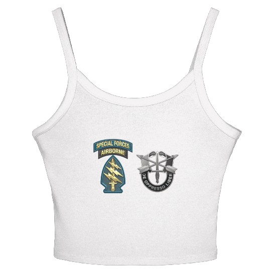 U S Army Special Forces Green Berets SSI DUI Women's Spaghetti Strap Tank Top