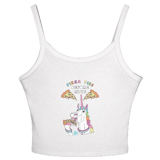 Pizza Pies Before Guys Unicorn Outline Women's Spaghetti Strap Tank Top