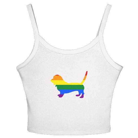 Gay Pride Dog Basset Hound Rainbow Gay Pride Flag Women's Spaghetti Strap Tank Top