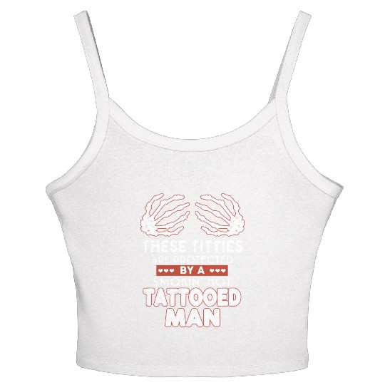 there titties are protected by a smoking hot tatto Women's Spaghetti Strap Tank Top