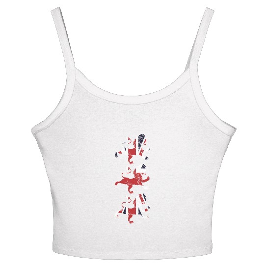 Union Jack Three Lions United Kingdom Great Flag Women's Spaghetti Strap Tank Top