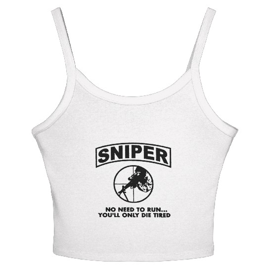 Sniper No Need To Run Army Marine Corps Adult Women's Spaghetti Strap Tank Top