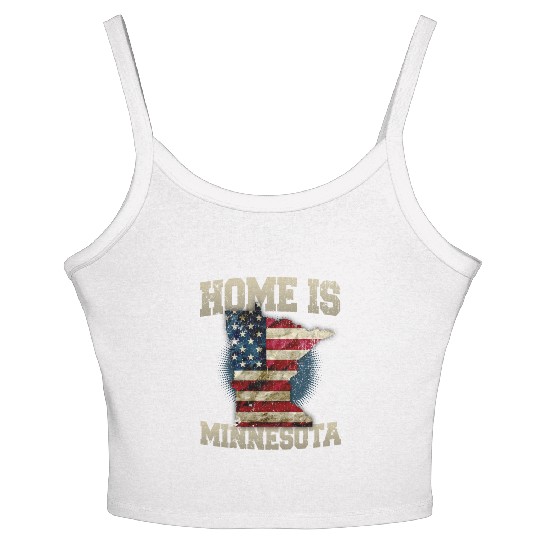 Home is Minnesota USA US map gift unique fans Proud Strong Support Women's Spaghetti Strap Tank Top