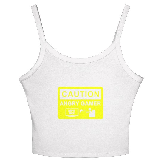 CAUTION ANGRY GAMER MENS FUNNY COD BATTLEFIELD GAM Women's Spaghetti Strap Tank Top