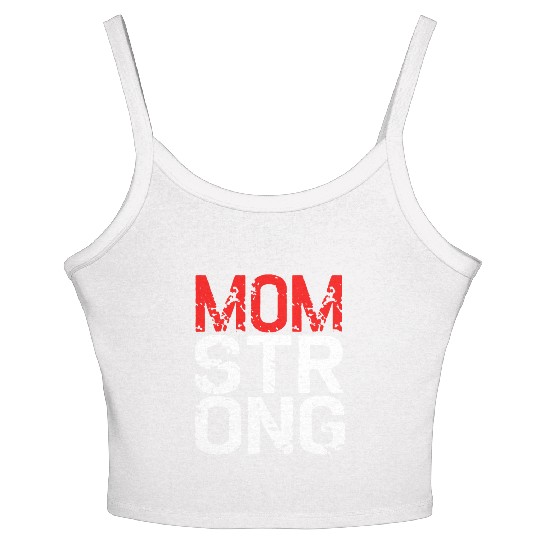 MOM STRONG WOMEN RACERBACK Women's Spaghetti Strap Tank Top CROSSFIT FLEX