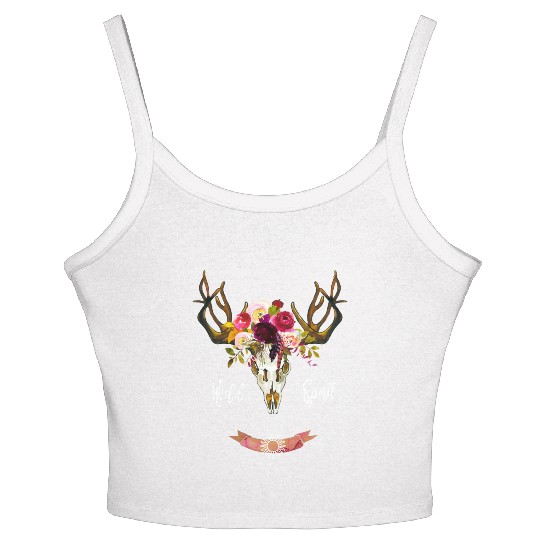 Bohemian Skull Boho Tribal Floral Wild Spirit Gift Women's Spaghetti Strap Tank Top