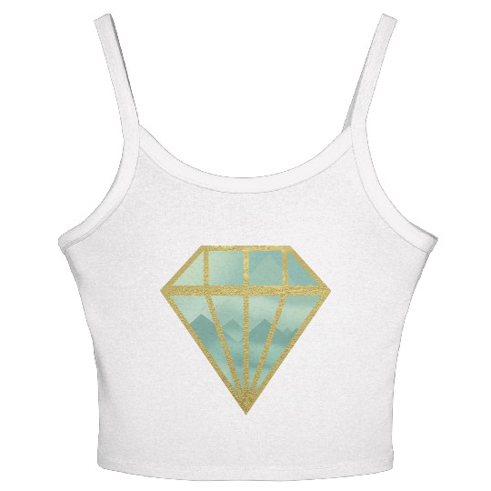Golden Indie Diamond shape Mountain Women's Spaghetti Strap Tank Top