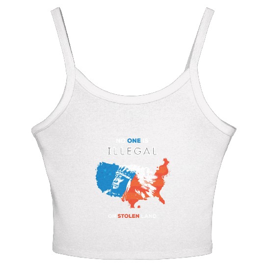No One Is Illegal on Stolen Land Women's Spaghetti Strap Tank Top