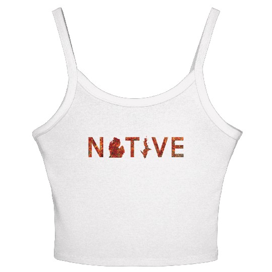 Native Michigan Red Autumn Foliage Women's Spaghetti Strap Tank Top