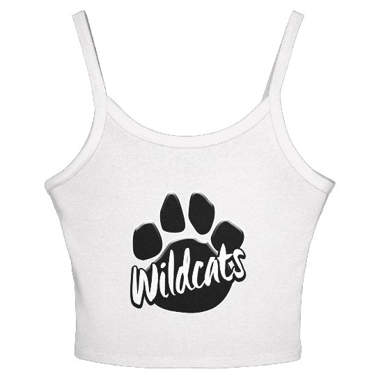 Wildcats Paw Print Mascot School Pride Women's Spaghetti Strap Tank Top