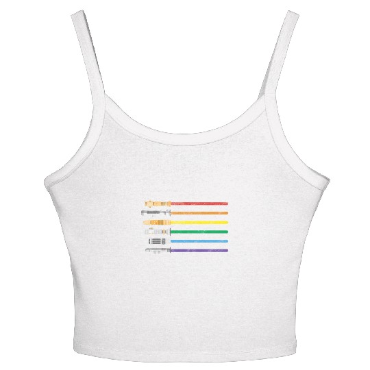 Lightsaber Rainbow Gay Pride Lesbian LGBT Women's Spaghetti Strap Tank Top