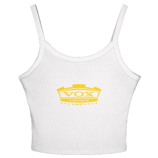 Vox Amplification Guitar Gold Tone Women's Spaghetti Strap Tank Top Womens Mens