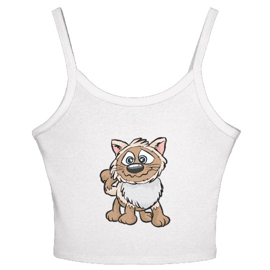 WEIRD CAT Crazy Mad funny Cartoon Comic Gift Women's Spaghetti Strap Tank Top