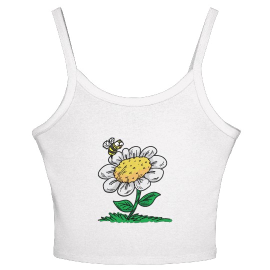 COMMON DAISY FLOWER Bee Cartoon Comic Women's Spaghetti Strap Tank Top